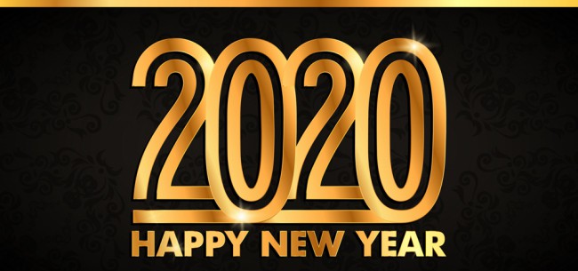 2020年金色新年快乐艺术字矢量图16素材网精选