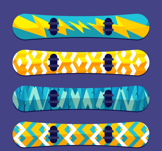 4款时尚花纹滑雪单板矢量素材16素材网精选