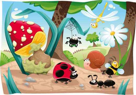 卡通森林昆虫插画矢量素材16设计网