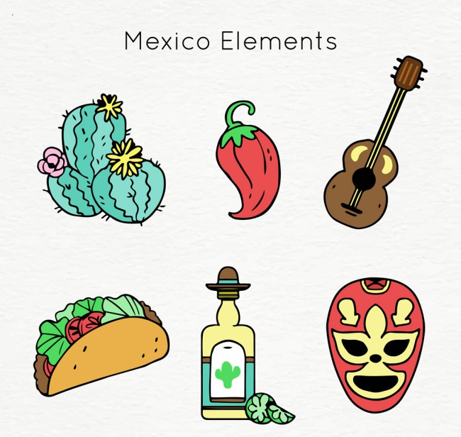 6款手绘墨西哥元素矢量素材16图库网精选