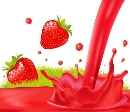 新鲜草莓与草莓汁矢量图普贤居素材网精选