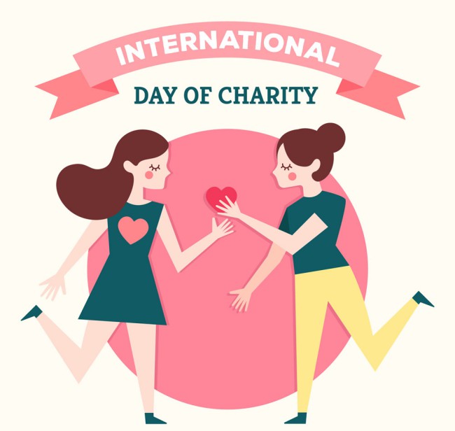 创意世界慈善日交换爱心的女子矢量图素材中国网精选