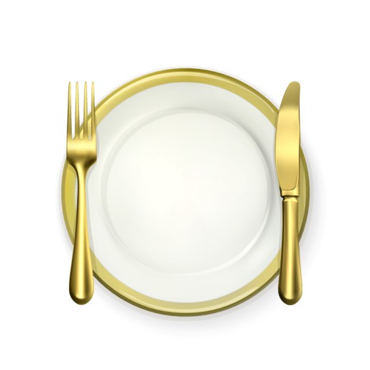 金色餐盘与刀叉矢量素材16图库网精