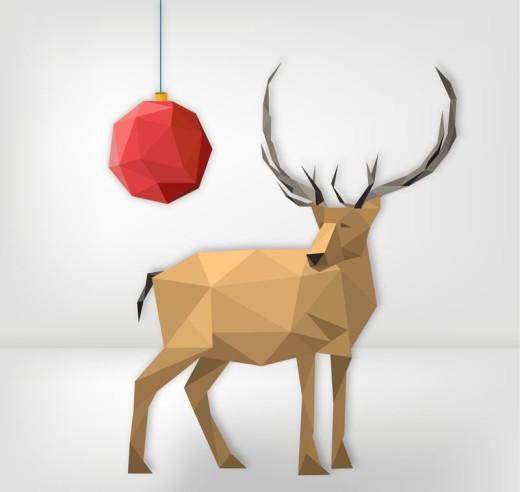 红色圣诞吊球和驯鹿矢量素材普贤居素材网精选