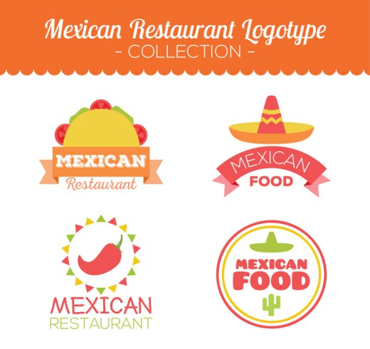 4款创意墨西哥餐馆标志矢量素材素