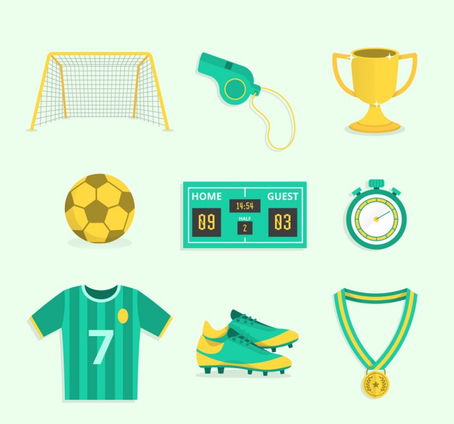 9款绿色足球元素设计矢量图素材中国网精选