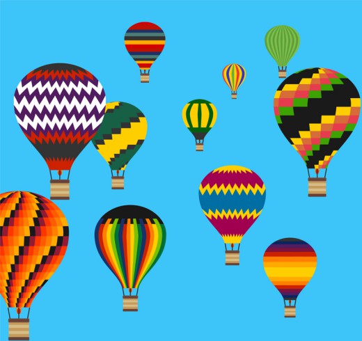 多款缤纷花纹热气球矢量素材16设计网精选