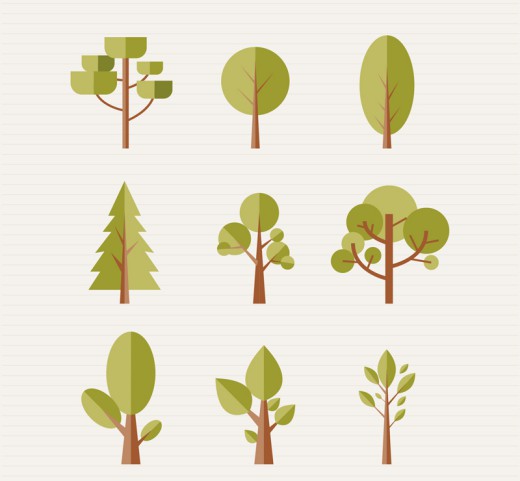 9款扁平化森林树木矢量图16设计网精选