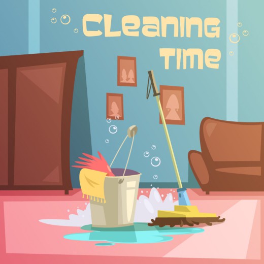 家庭清扫卫生插画矢量素材素材中国