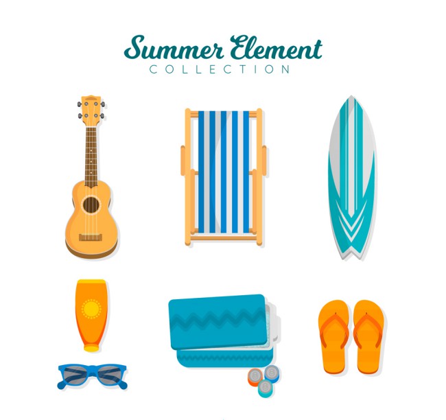 7款彩色夏季旅行物品矢量素材16设计网精选