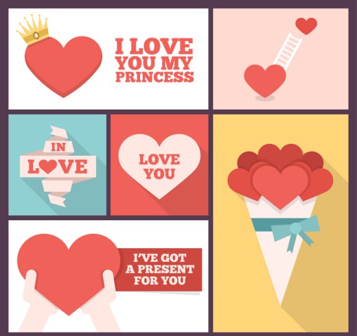 6款创意爱心组合卡片矢量素材16图库网精选