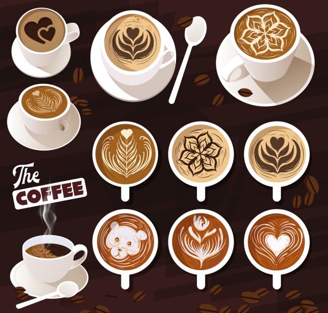 11款美味拉花咖啡矢量素材16设计网精选