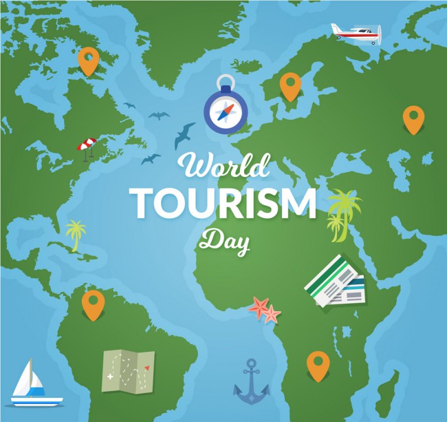 创意世界旅游日地图矢量素材普贤居素材网精选