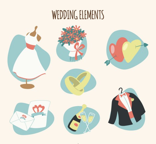 7款创意婚礼元素设计矢量素材16图库网精选