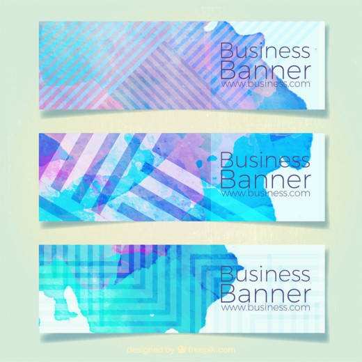 3款水彩绘商务banner矢量素材16设计网精选