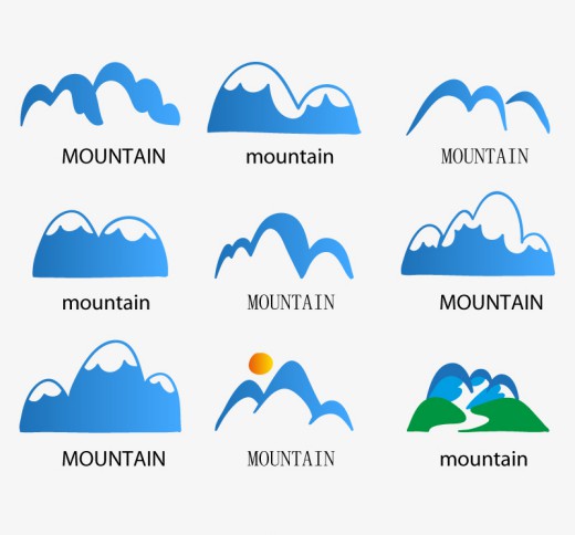 9款蓝色山峰标志设计矢量素材素材