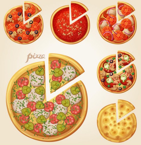 6款美味披萨快餐设计矢量素材普贤居素材网精选