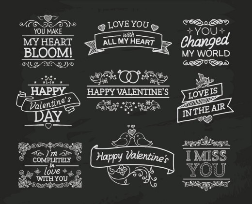 9款情人节艺术字标签设计矢量素材16图库网精选