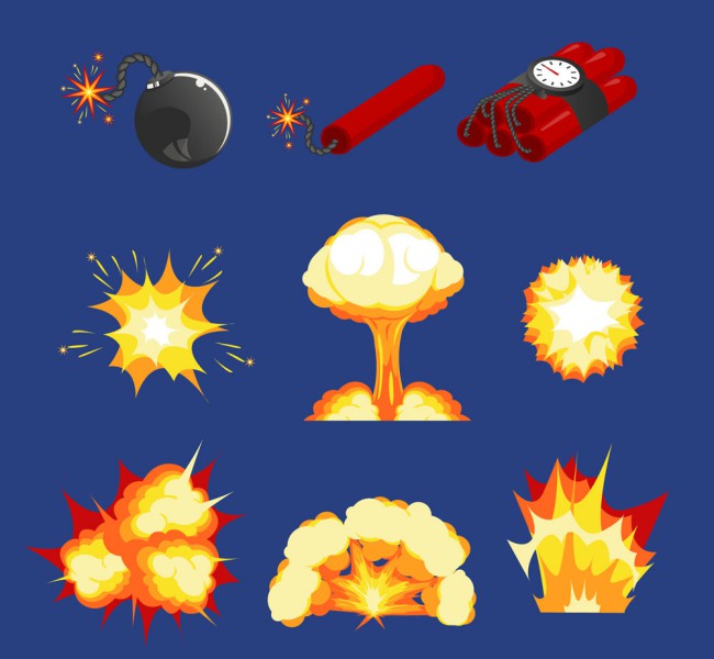 9款创意爆炸物和烟雾矢量素材16图