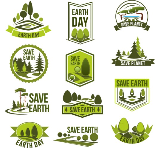 12款绿色拯救地球标志矢量素材普贤