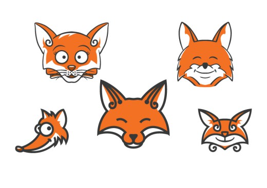 5款卡通狐狸头像设计矢量素材16图库网精选