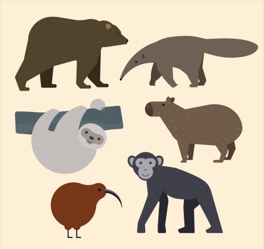 6种卡通野生动物矢量素材16图库网精选
