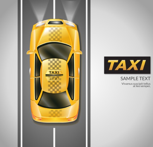 黄色出租车俯视图矢量素材16设计网精选