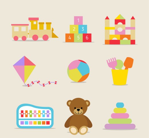 9款彩色儿童玩具图标矢量素材16图库网精选