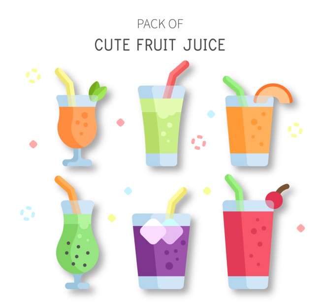 6款彩色夏季水果汁矢量素材16图库网精选