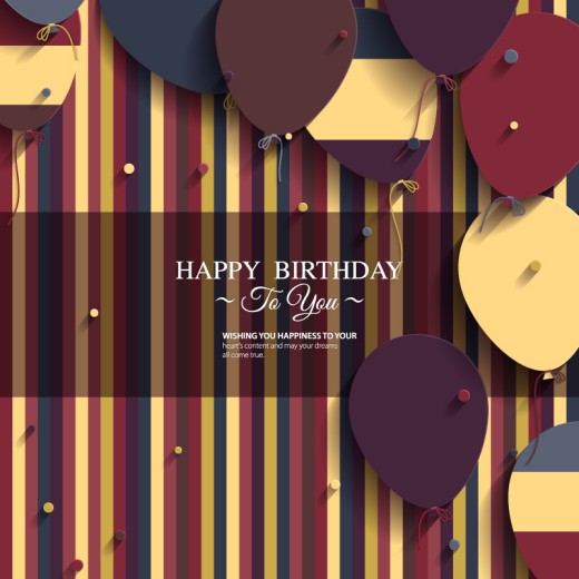 气球装饰生日祝福卡矢量素材16设计网精选