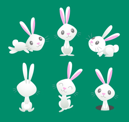 6款白色兔子设计矢量素材16图库网精选