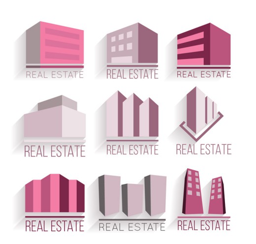 9款紫色立体建筑房地产标志矢量图素材中国网精选