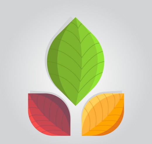 3种颜色树叶设计矢量素材素材中国