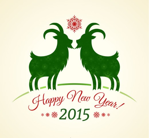2015绿色山羊新年背景矢量素材16设计网精选