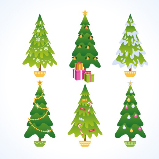 6款卡通圣诞树设计矢量素材素材中国网精选