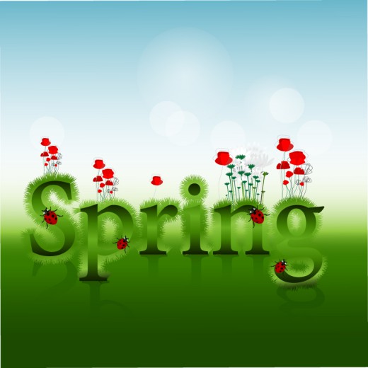 绿意春季Spring艺术字矢量素材16素材网精选