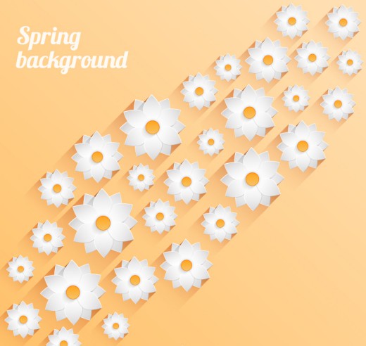 春天白色花卉背景矢量素材16素材网精选