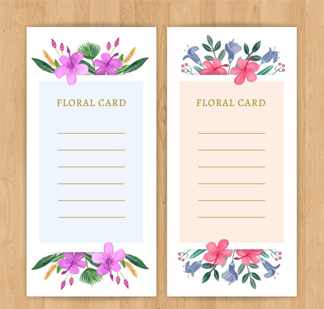 2款彩绘空白热带花卉信纸卡片矢量素材16设计网精选