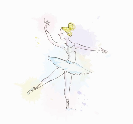 彩绘金发芭蕾舞女郎矢量素材16素材网精选