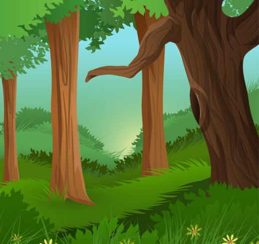 卡通森林中的风景矢量素材16图库网精选