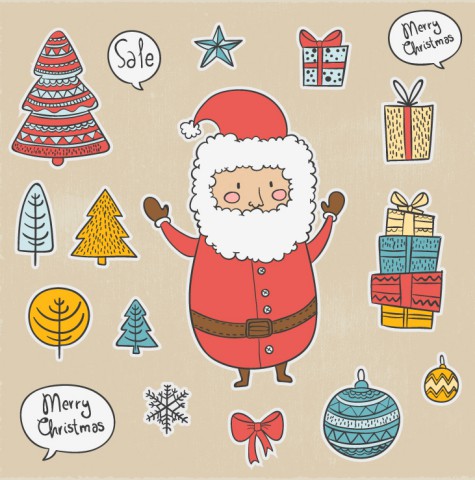 卡通圣诞老人与礼盒矢量素材16设计网精选