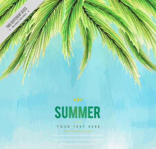 彩绘夏季椰子树叶矢量素材16图库网精选