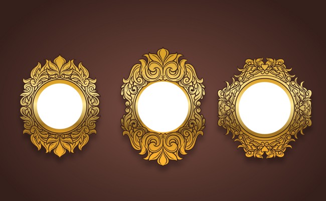 3款金属花纹镜框设计矢量素材16图库网精选