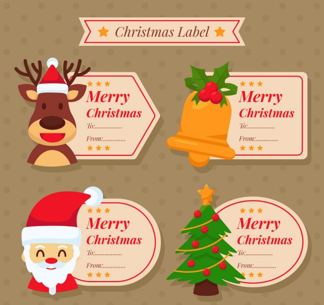 4款可爱圣诞节留言标签矢量素材16设计网精选