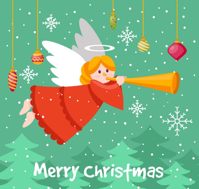 卡通圣诞红衣服天使矢量素材16图库网精选