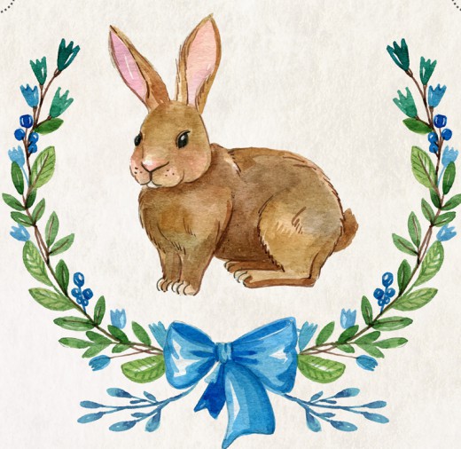 水彩绘可爱棕色兔子矢量素材16图库网精选