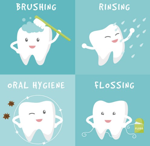 4款卡通牙齿护理矢量素材素材中国网精选