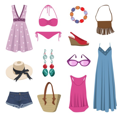 12款夏季女子服饰与配饰矢量图素材