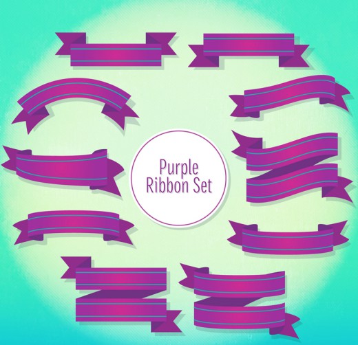10款紫色丝带设计矢量素材16素材网精选