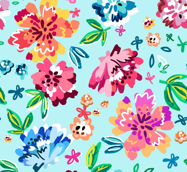 彩色抽象花朵无缝背景矢量素材16图库网精选